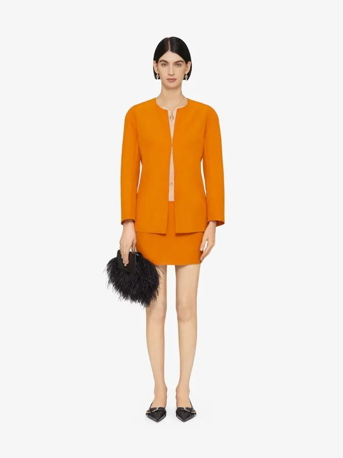 Women Tops and Shirts Givenchy Shirt In Linen And Silk With 4G Liquid Detail Dark Orange