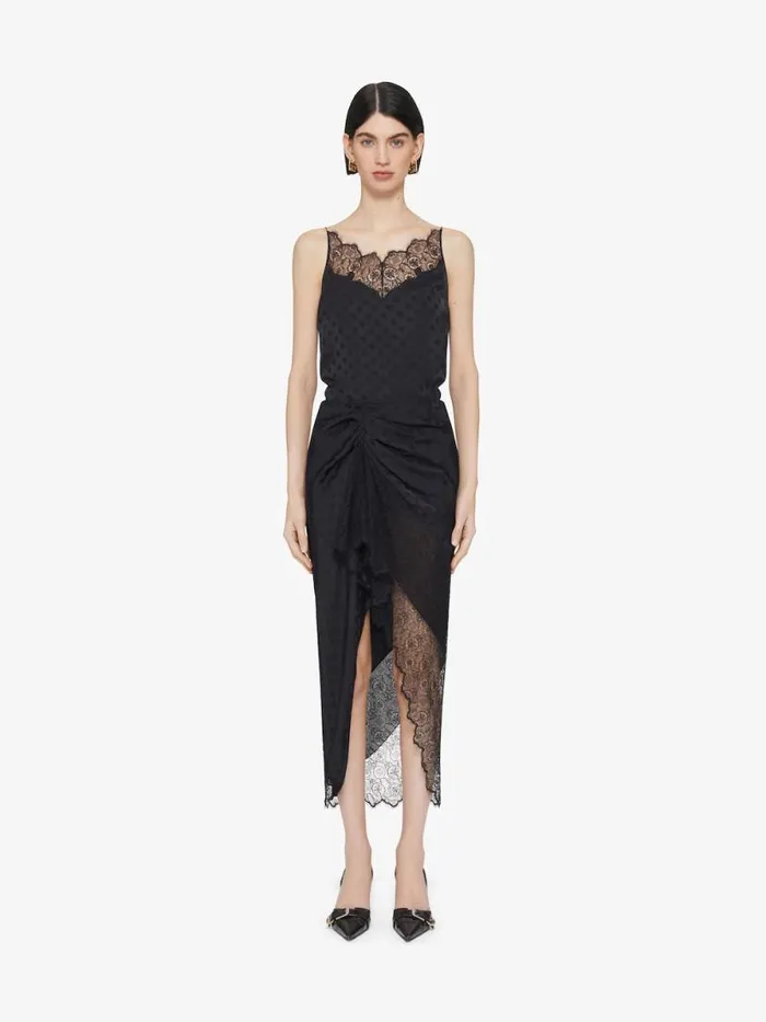 Women Tops and Shirts Givenchy Top In Polka Dots Jacquard And Lace Black