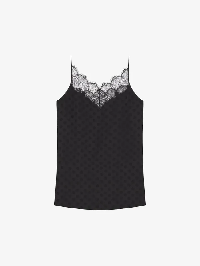Women Tops and Shirts Givenchy Top In Polka Dots Jacquard And Lace Black