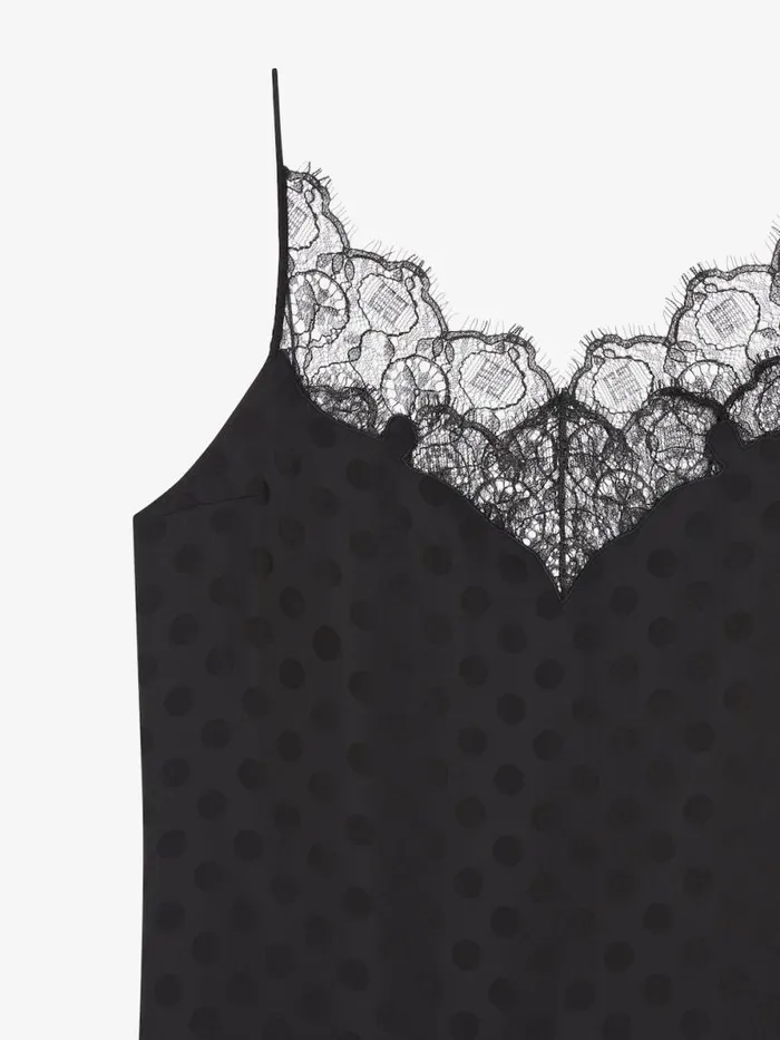 Women Tops and Shirts Givenchy Top In Polka Dots Jacquard And Lace Black
