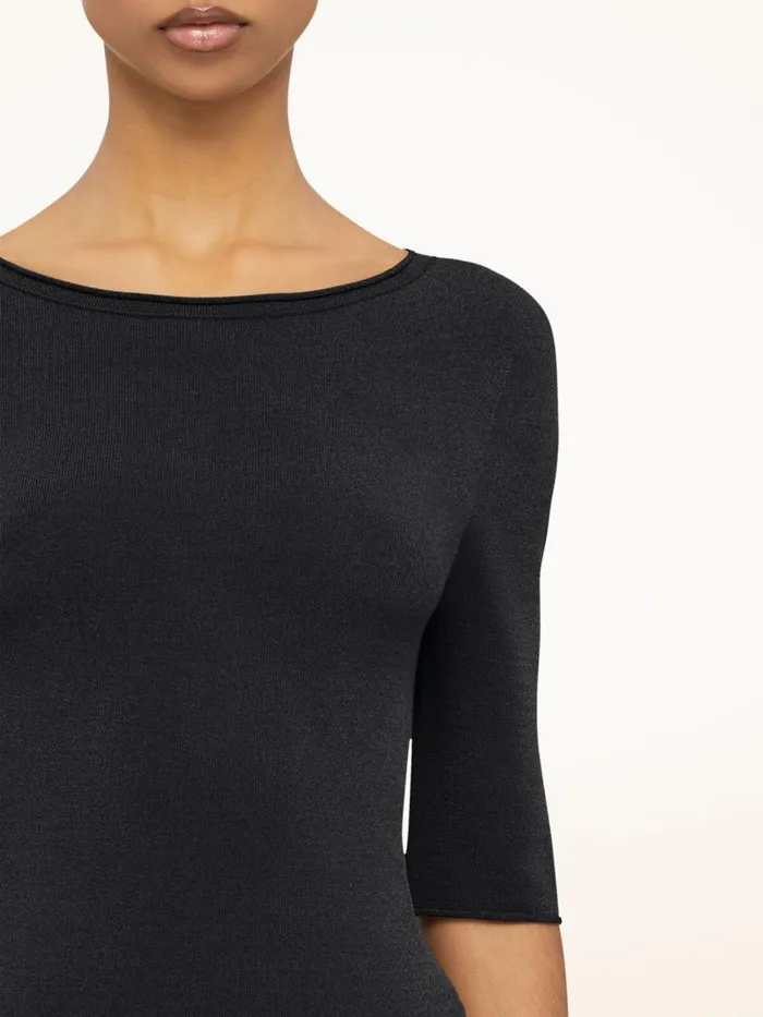 Women Tops and Tshirts Wolford Viscose Knit Top Short Sleeves Black