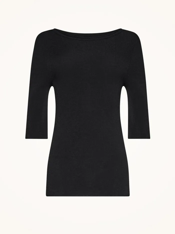Women Tops and Tshirts Wolford Viscose Knit Top Short Sleeves Black