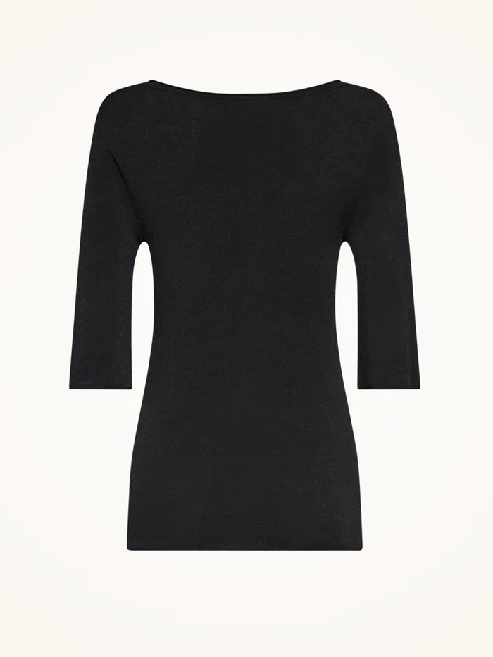 Women Tops and Tshirts Wolford Viscose Knit Top Short Sleeves Black
