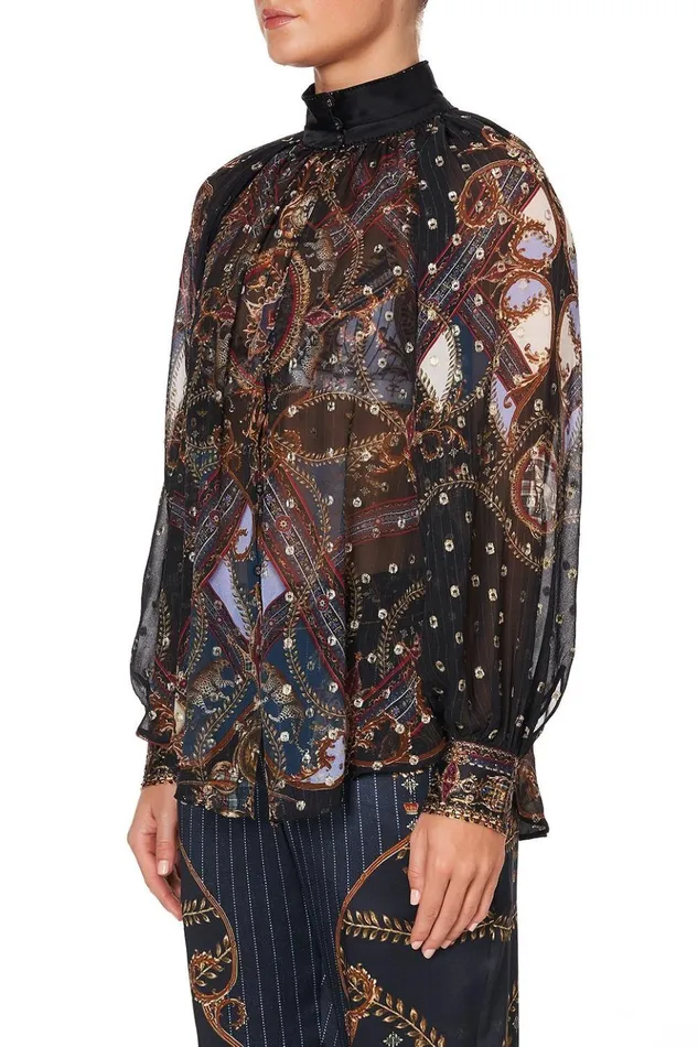 Women Tops Camilla Raglan Button Up Shirt Dining Hall Darling