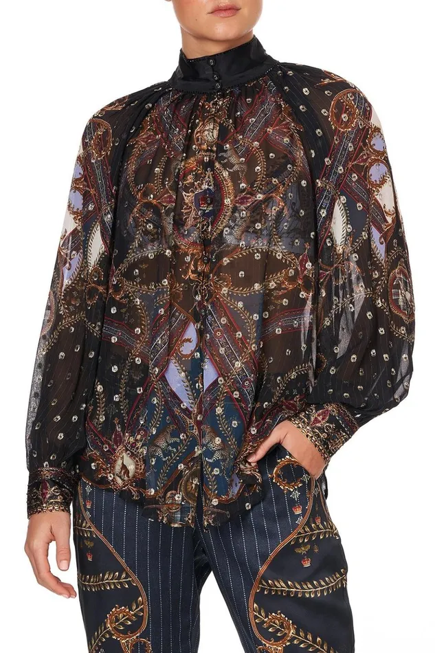Women Tops Camilla Raglan Button Up Shirt Dining Hall Darling