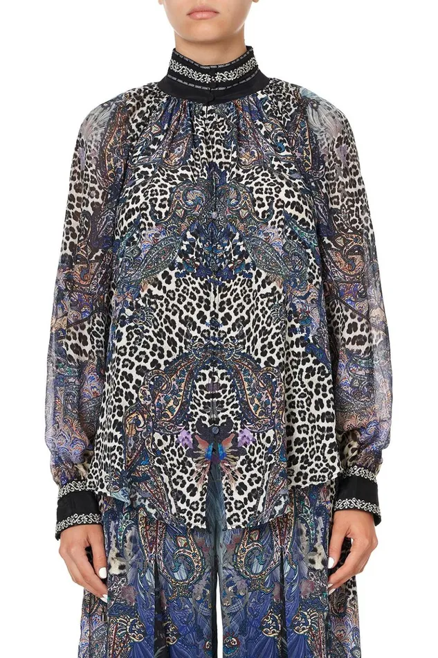 Women Tops Camilla Raglan Button Up Shirt Festival Express