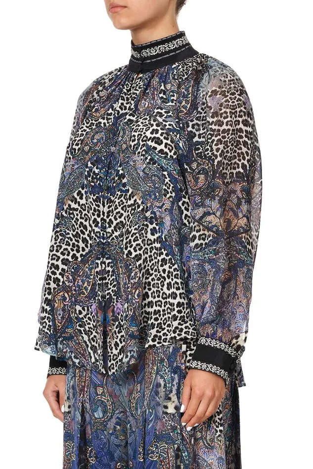 Women Tops Camilla Raglan Button Up Shirt Festival Express