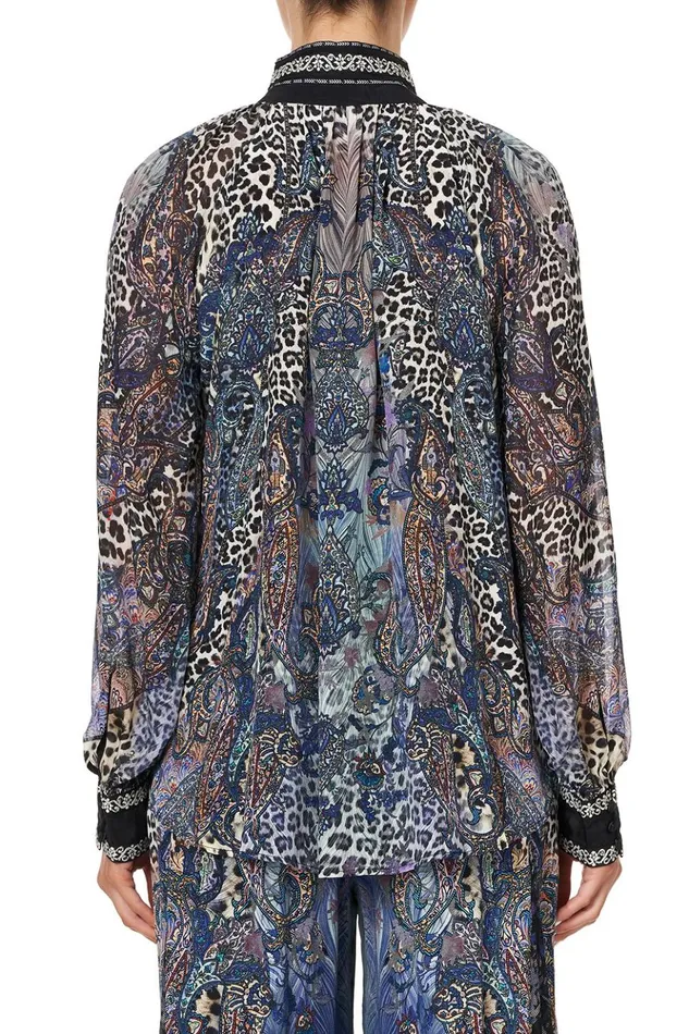Women Tops Camilla Raglan Button Up Shirt Festival Express