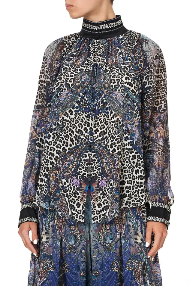 Women Tops Camilla Raglan Button Up Shirt Festival Express