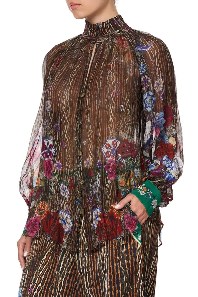 Women Tops Camilla Raglan Button Up Shirt Jewel Of Jupiter