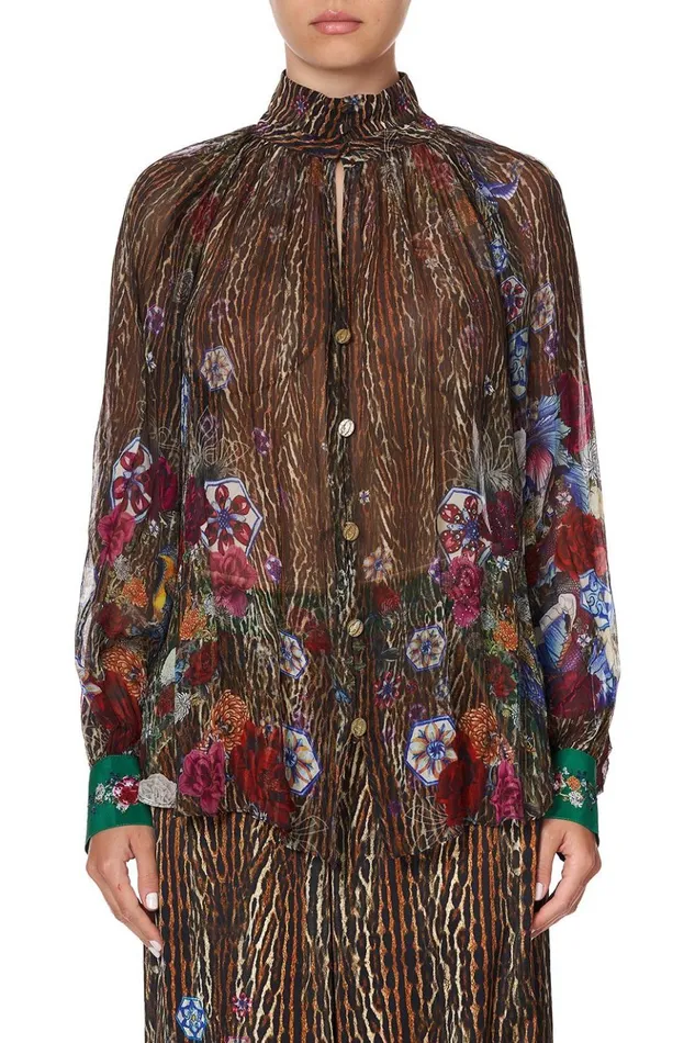 Women Tops Camilla Raglan Button Up Shirt Jewel Of Jupiter