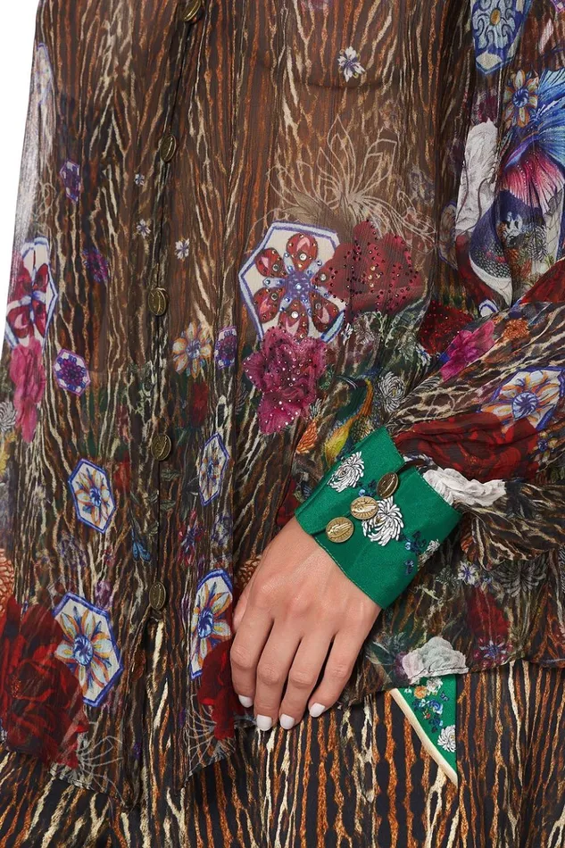 Women Tops Camilla Raglan Button Up Shirt Jewel Of Jupiter
