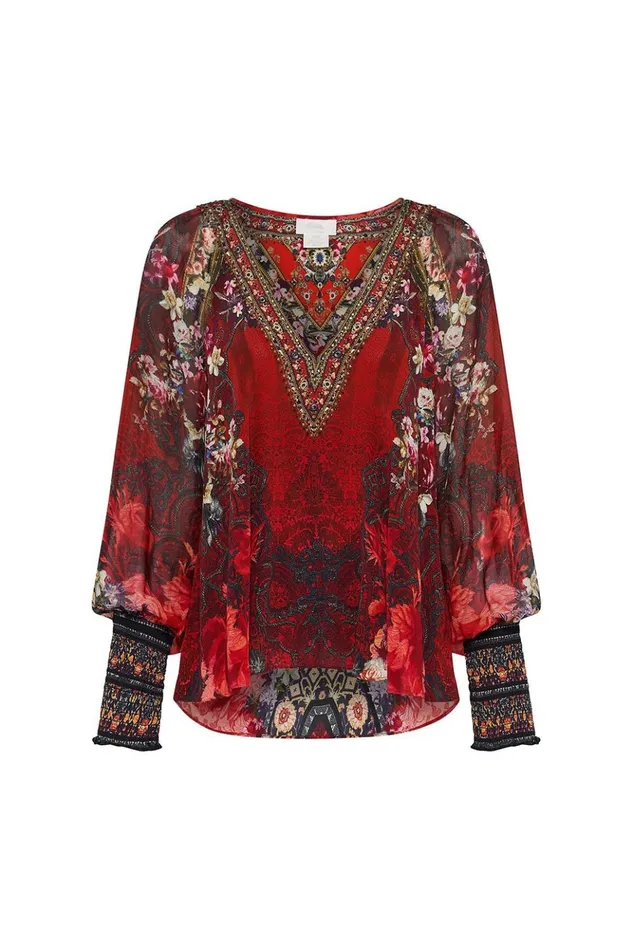Women Tops Camilla Shirred Cuff Blouse Stories Of A Station
