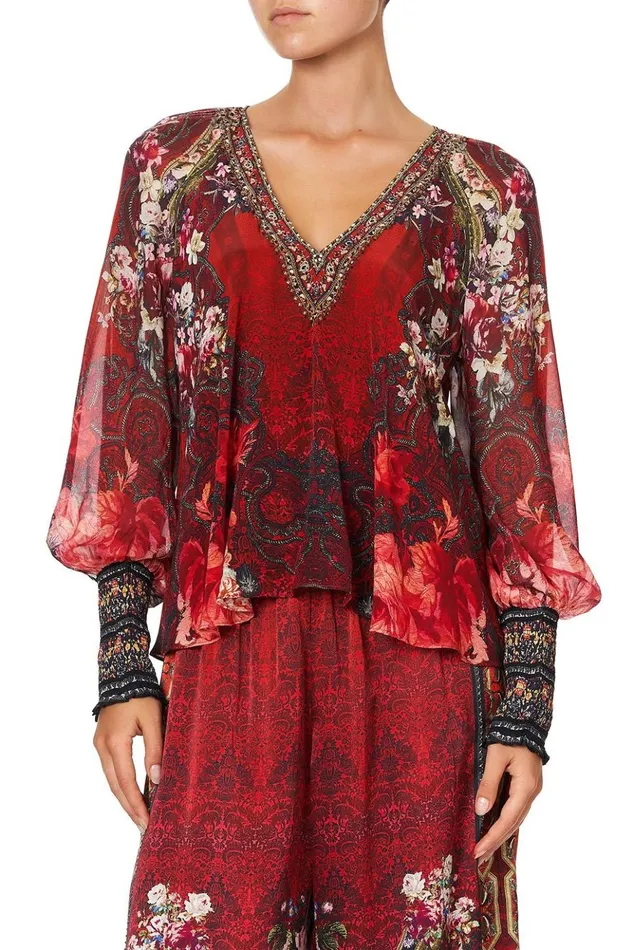 Women Tops Camilla Shirred Cuff Blouse Stories Of A Station