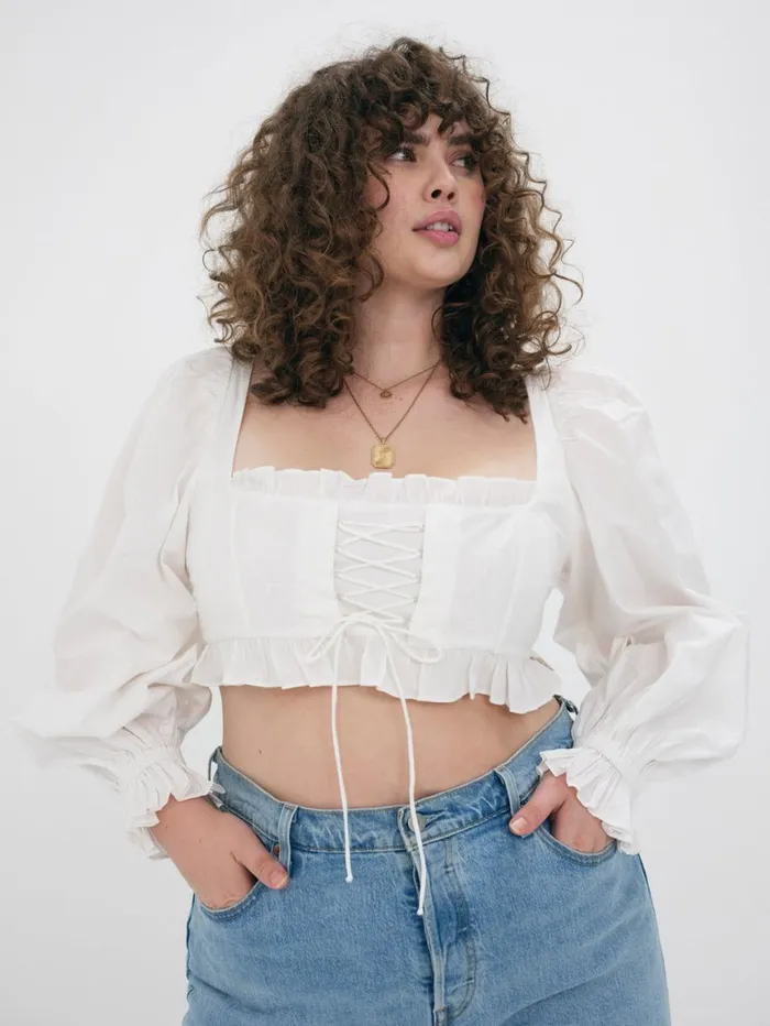 Women Tops For Love and Lemons Heather Long Sleeve Corset Top White Women Tops For Love and Lemons Heather Long Sleeve Corset Top White