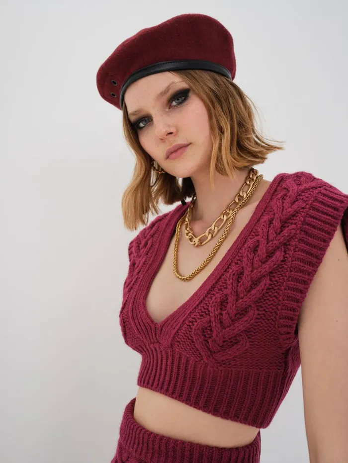 Women Tops For Love and Lemons Layton Cropped Vest Red