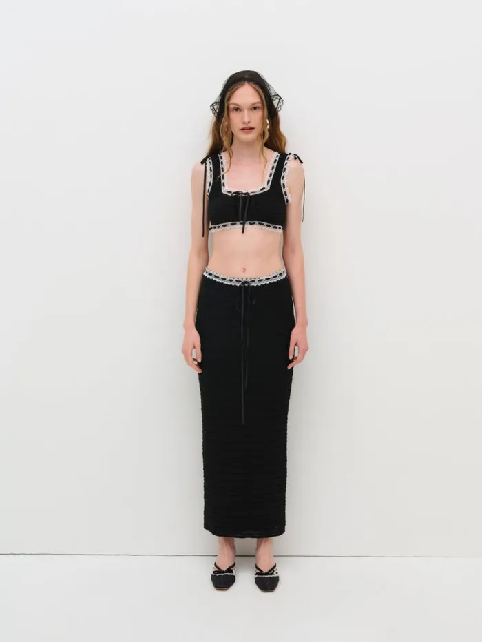 Women Tops For Love and Lemons Mayfair Crochet Crop Top Black