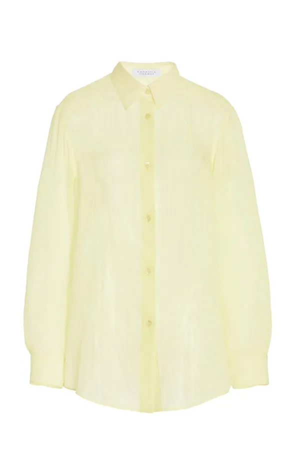 Women Tops Gabriela Hearst Ferrara Shirt In Lime Adamite Cashmere Silk Gauze
