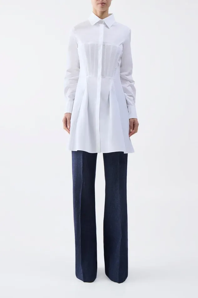 Women Tops Gabriela Hearst Garcia Top In White Sea Island Cotton Poplin