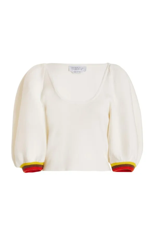 Women Tops Gabriela Hearst Lia Knit Top In Ivory Multi Merino Wool