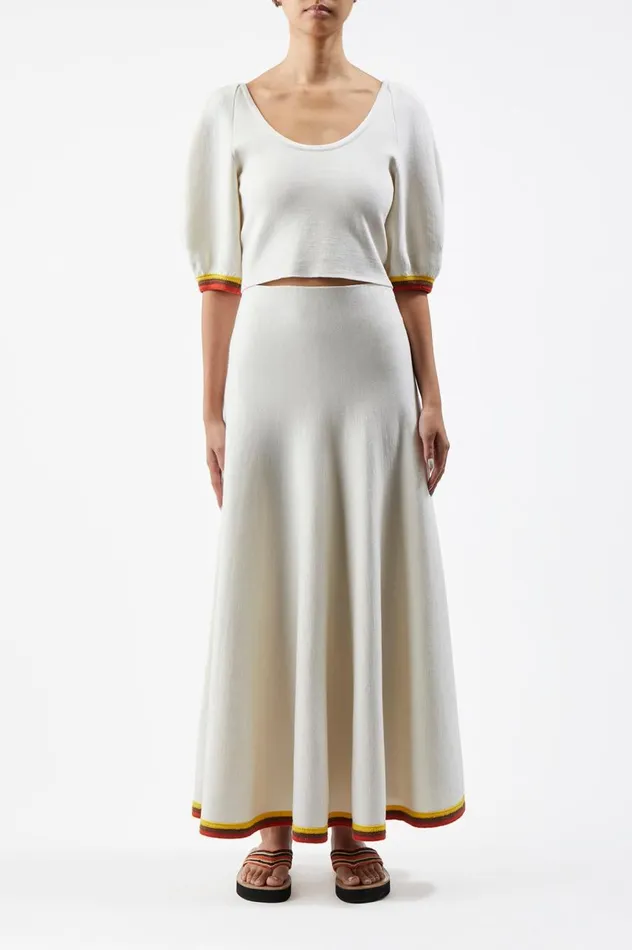 Women Tops Gabriela Hearst Lia Knit Top In Ivory Multi Merino Wool