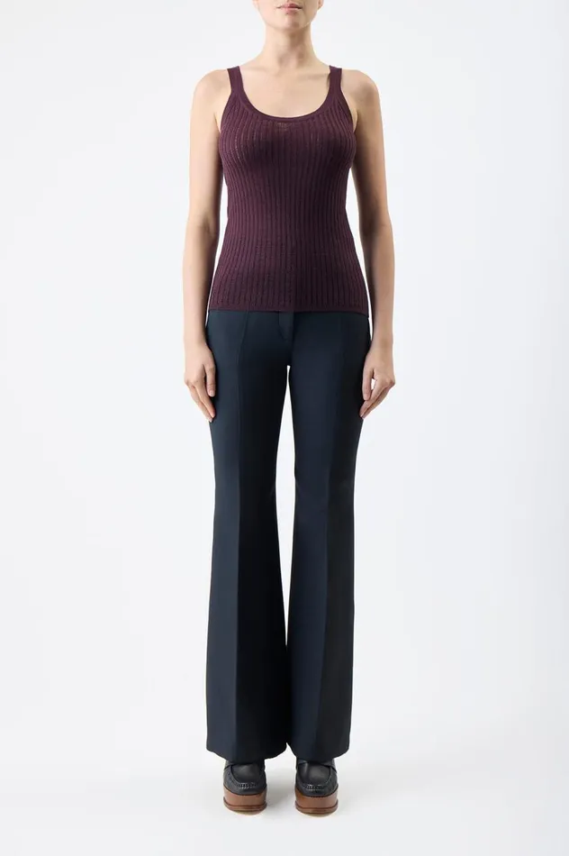 Women Tops Gabriela Hearst Nevin Pointelle Knit Tank Top In Deep Bordeaux Cashmere Silk