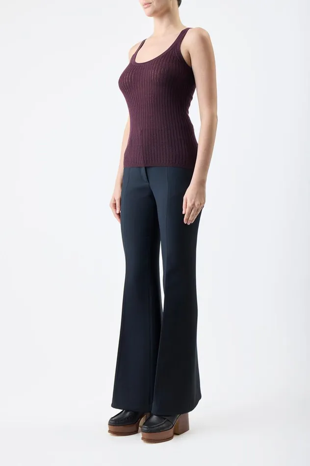 Women Tops Gabriela Hearst Nevin Pointelle Knit Tank Top In Deep Bordeaux Cashmere Silk