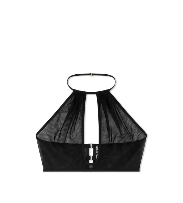 Women Tops Tom Ford Stretch Tulle Halter Crop Top Black