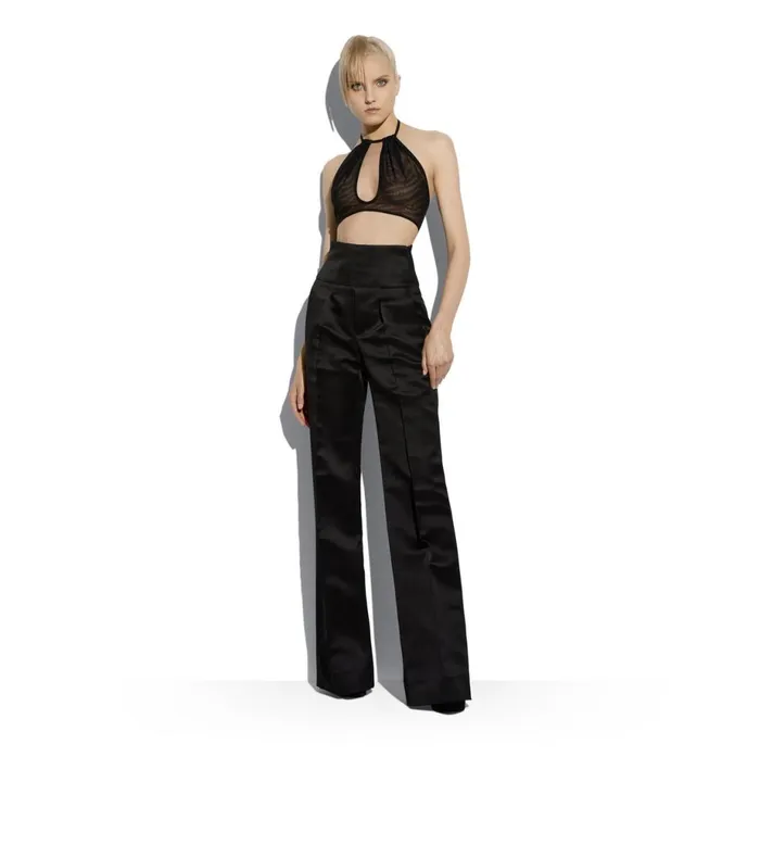 Women Tops Tom Ford Stretch Tulle Halter Crop Top Black Women Tops Tom Ford Stretch Tulle Halter Crop Top Black