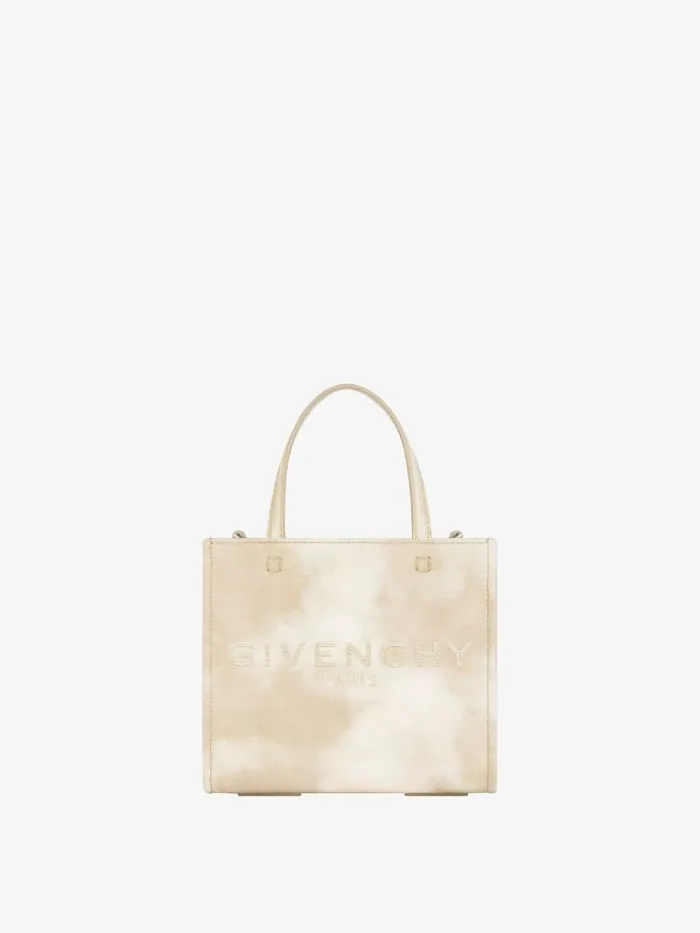 Women Tote Bags Givenchy Mini GTote Shopping Bag In Tie And Dye Canvas Dusty Golden