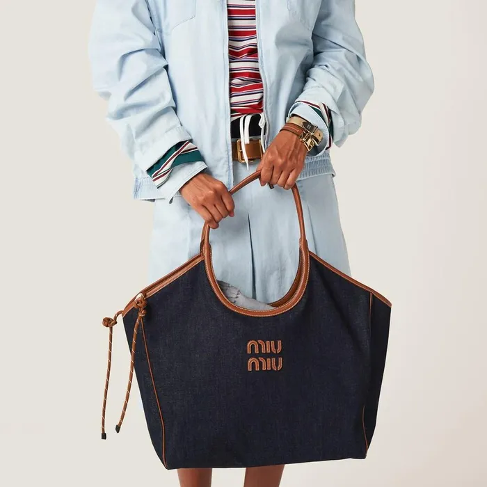 Women Totes Miu Miu IVY Denim Bag Bluebrandy Women Totes Miu Miu IVY Denim Bag Bluebrandy