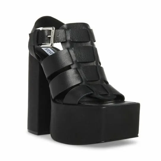 Women TRANQUIL BLACK LEATHER Black Leather Steve Madden Heels Women TRANQUIL BLACK LEATHER Black Leather Steve Madden Heels