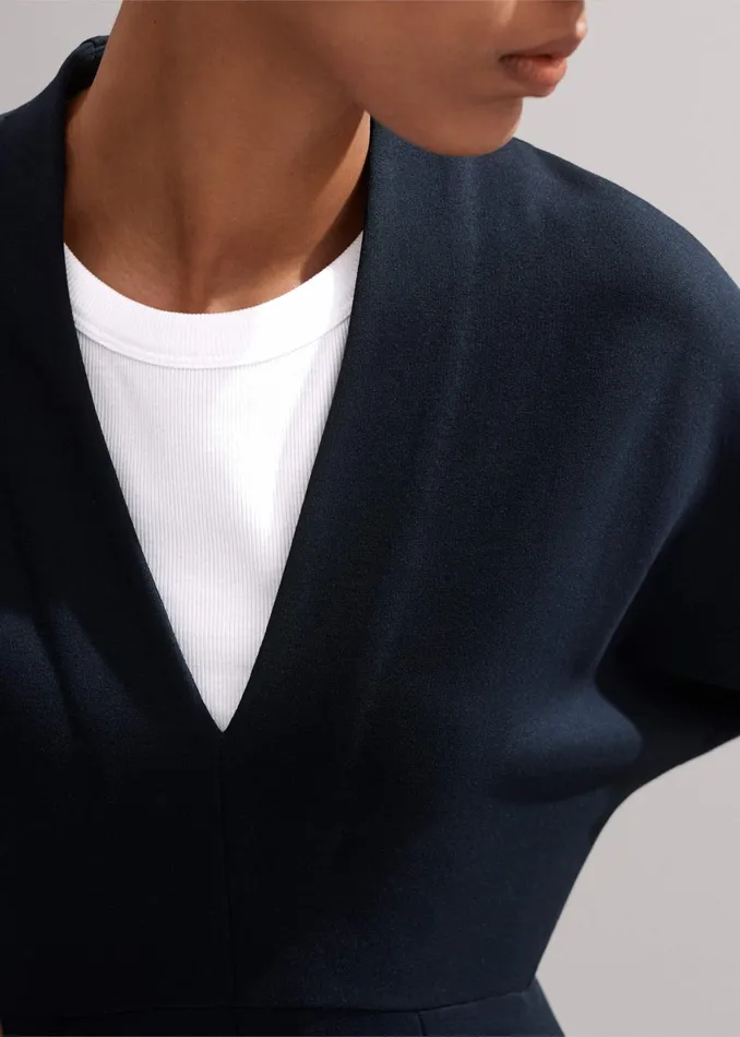 Women Travel Tailoring Fit And Flare Midi Dress Navy MEEM