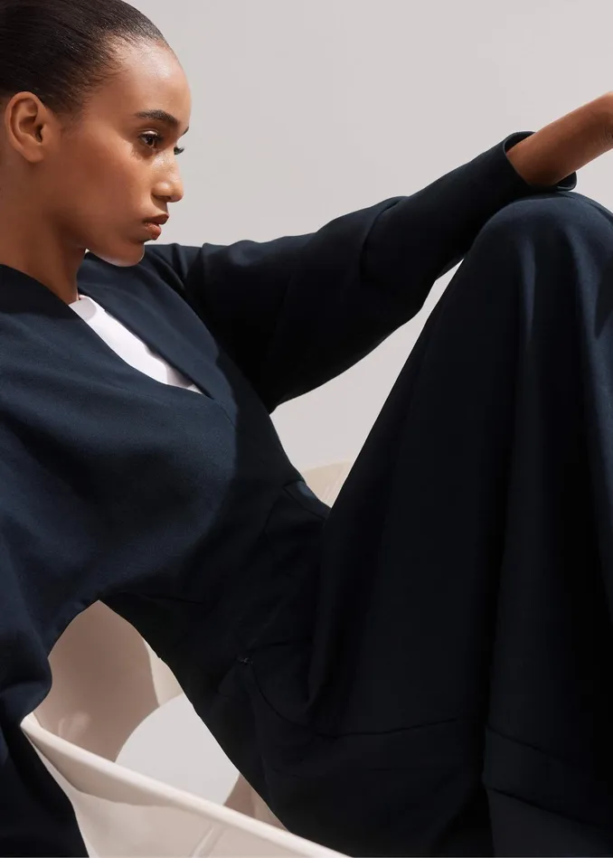 Women Travel Tailoring Fit And Flare Midi Dress Navy MEEM