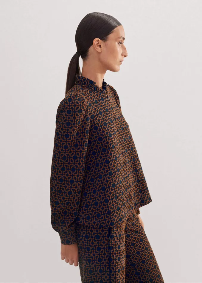 Women Travel Tailoring Graphic Jacquard Swing Top Navytreacle MEEM