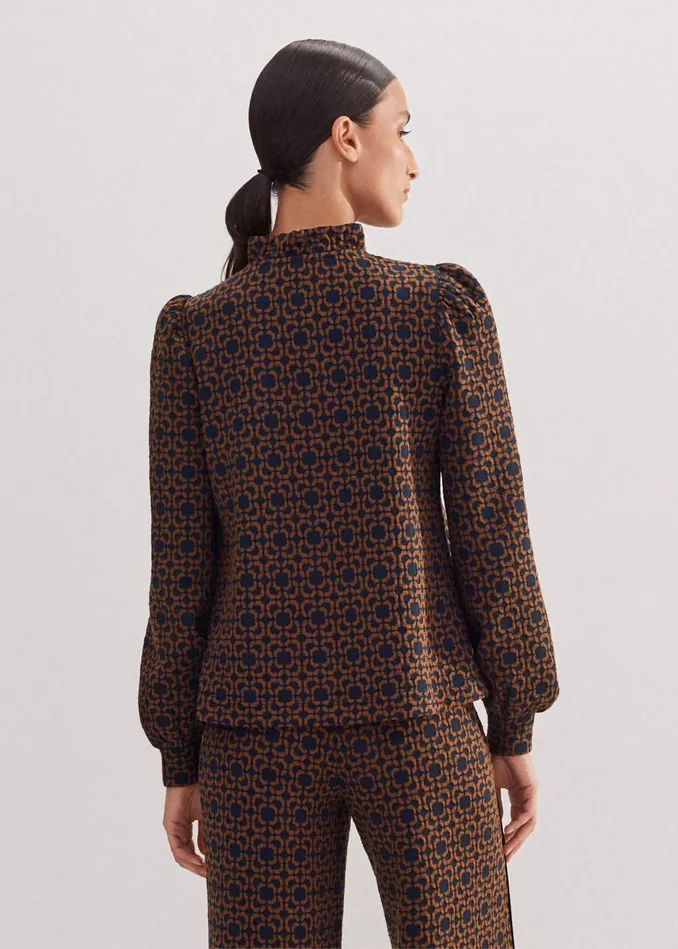 Women Travel Tailoring Graphic Jacquard Swing Top Navytreacle MEEM