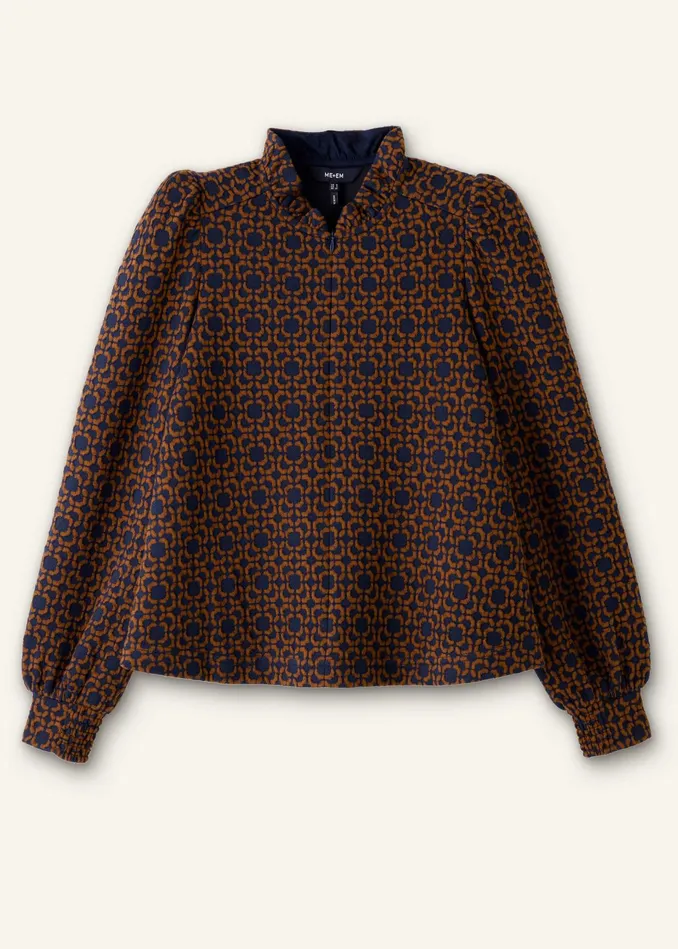 Women Travel Tailoring Graphic Jacquard Swing Top Navytreacle MEEM