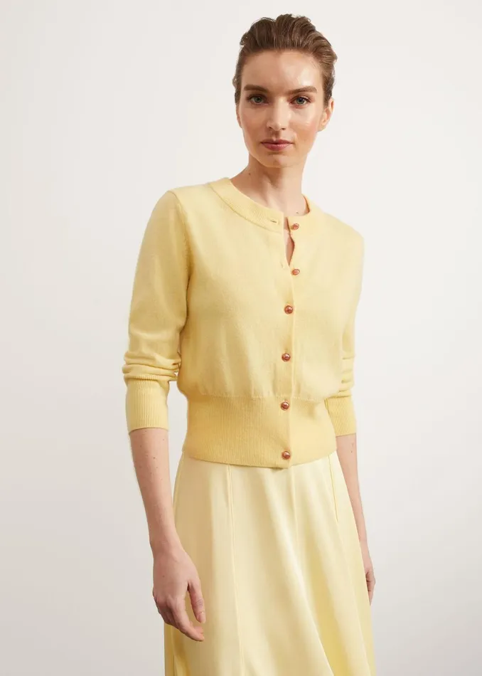 Women Tresco Wool Cashmere Cardigan Lemon Hobbs Jumpers and Cardigans