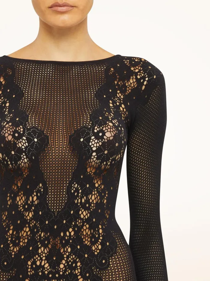 Women Trousers and Jumpsuits Wolford Flower Lace Jumpsuit Black