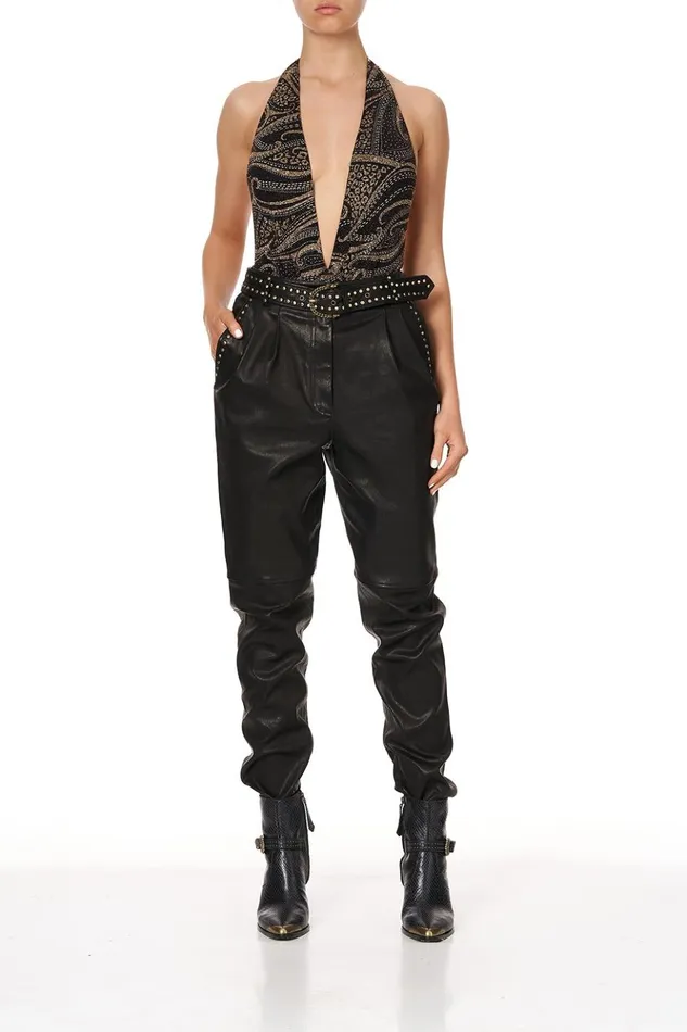Women Trousers and Leggings Camilla Belted Trouser With Draped Side 8211 Flow Studio 54