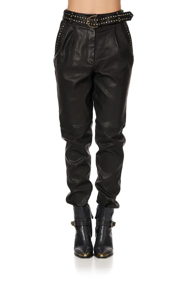Women Trousers and Leggings Camilla Belted Trouser With Draped Side 8211 Flow Studio 54