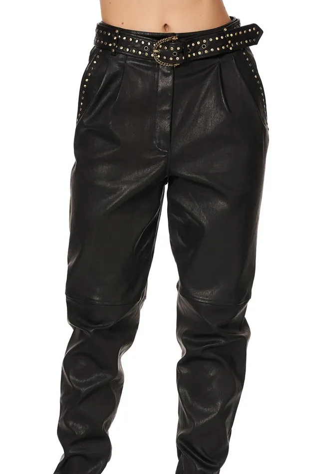 Women Trousers and Leggings Camilla Belted Trouser With Draped Side 8211 Flow Studio 54