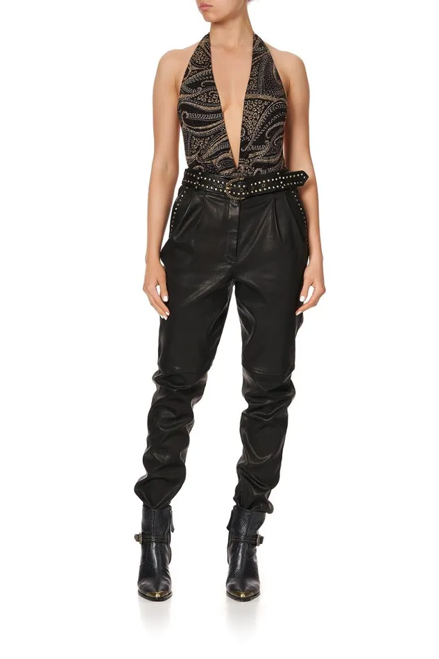 Women Trousers and Leggings Camilla Belted Trouser With Draped Side 8211 Flow Studio 54