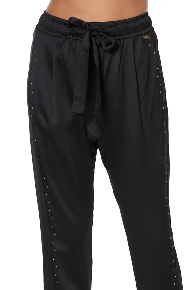 Women Trousers and Leggings Camilla Drop Crotch Slim Leg Pant Solid Black
