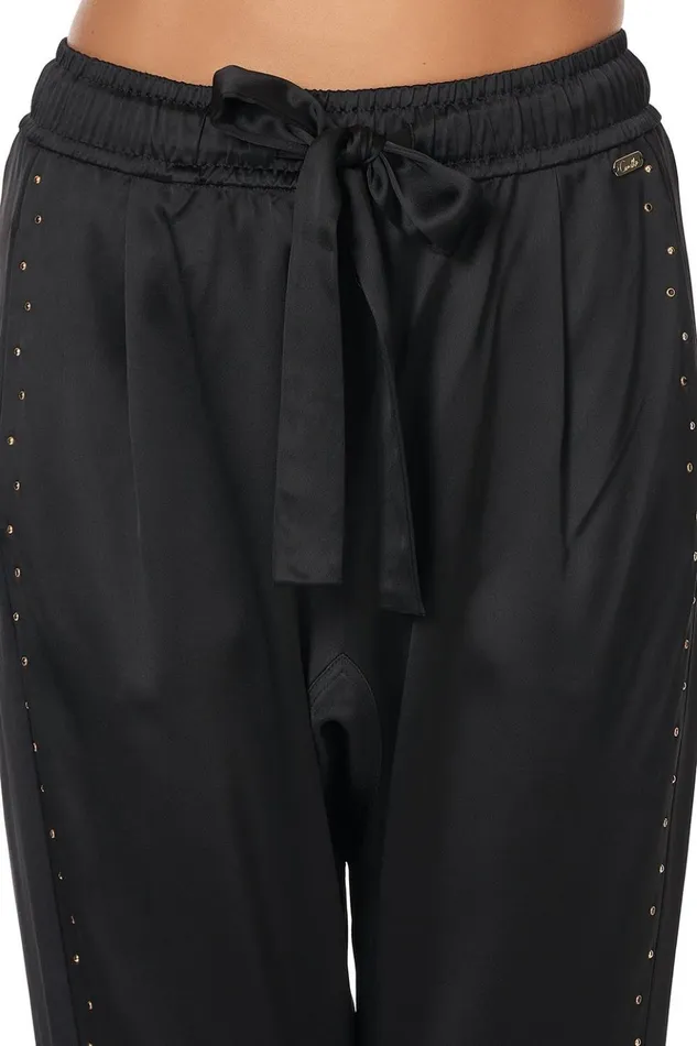 Women Trousers and Leggings Camilla Drop Crotch Slim Leg Pant Solid Black