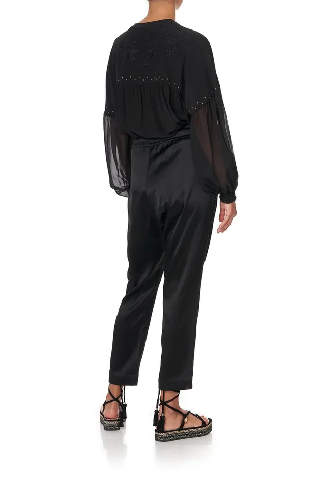 Women Trousers and Leggings Camilla Drop Crotch Slim Leg Pant Solid Black