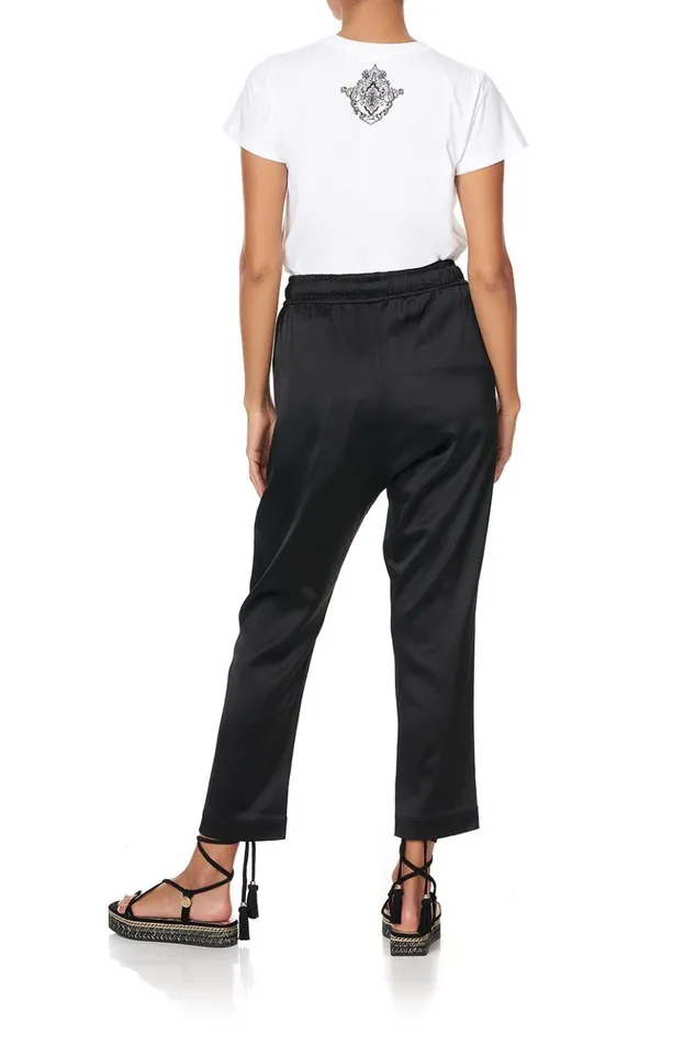 Women Trousers and Leggings Camilla Drop Crotch Slim Leg Pant Solid Black