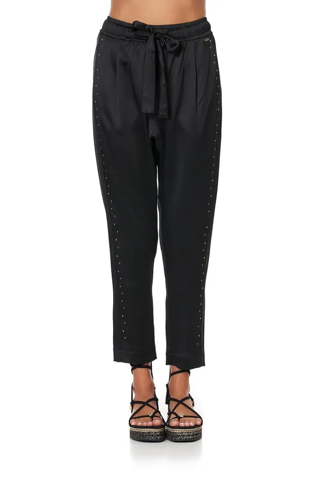 Women Trousers and Leggings Camilla Drop Crotch Slim Leg Pant Solid Black