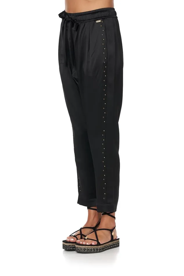 Women Trousers and Leggings Camilla Drop Crotch Slim Leg Pant Solid Black