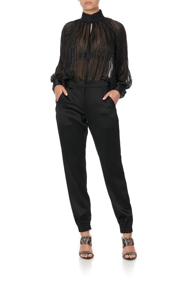 Women Trousers and Leggings Camilla Jogger With Encased Elastic Cuff Solid Black